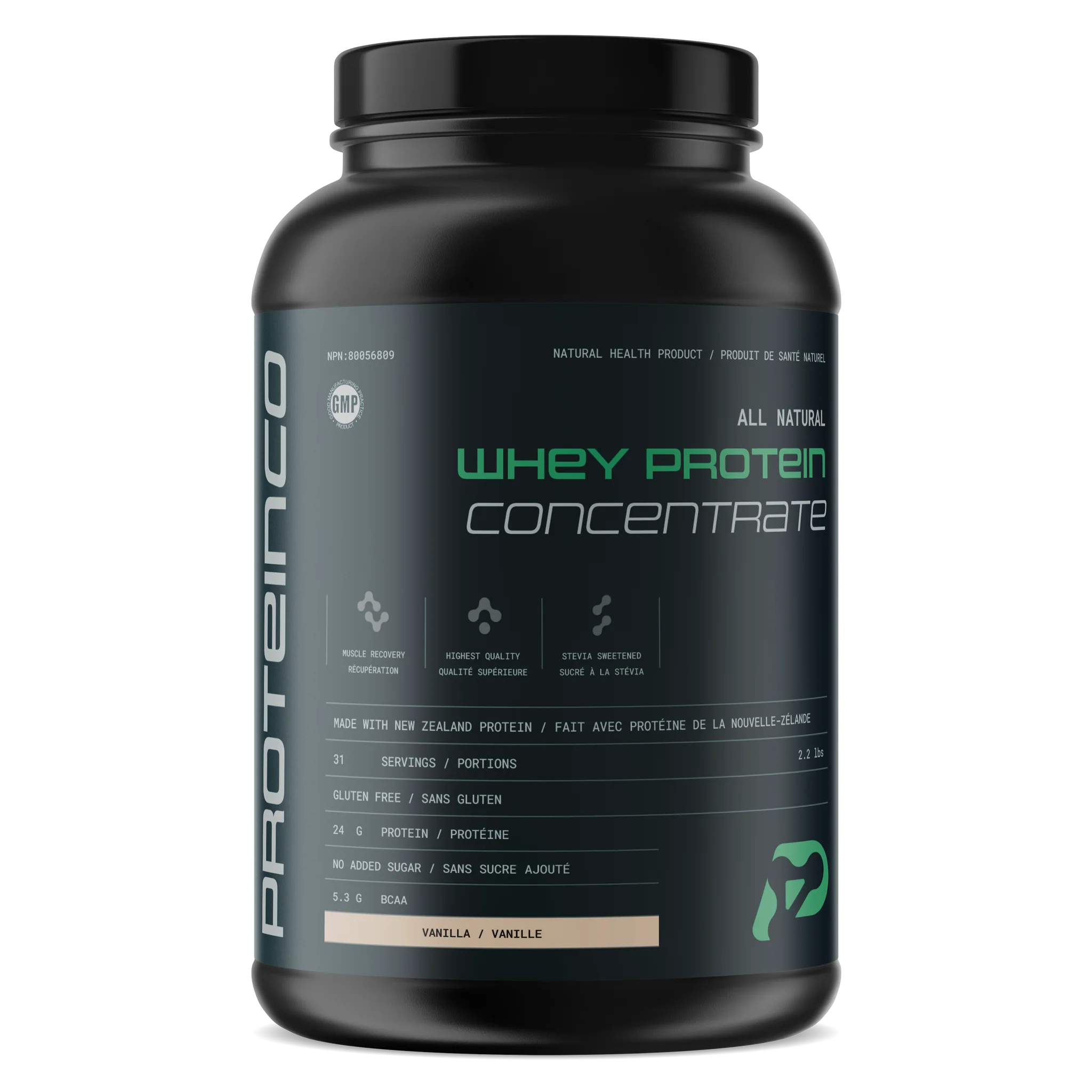 ProteinCo - Natural Whey Protein Concentrate NZ - 2.2 lbs / 1 kg