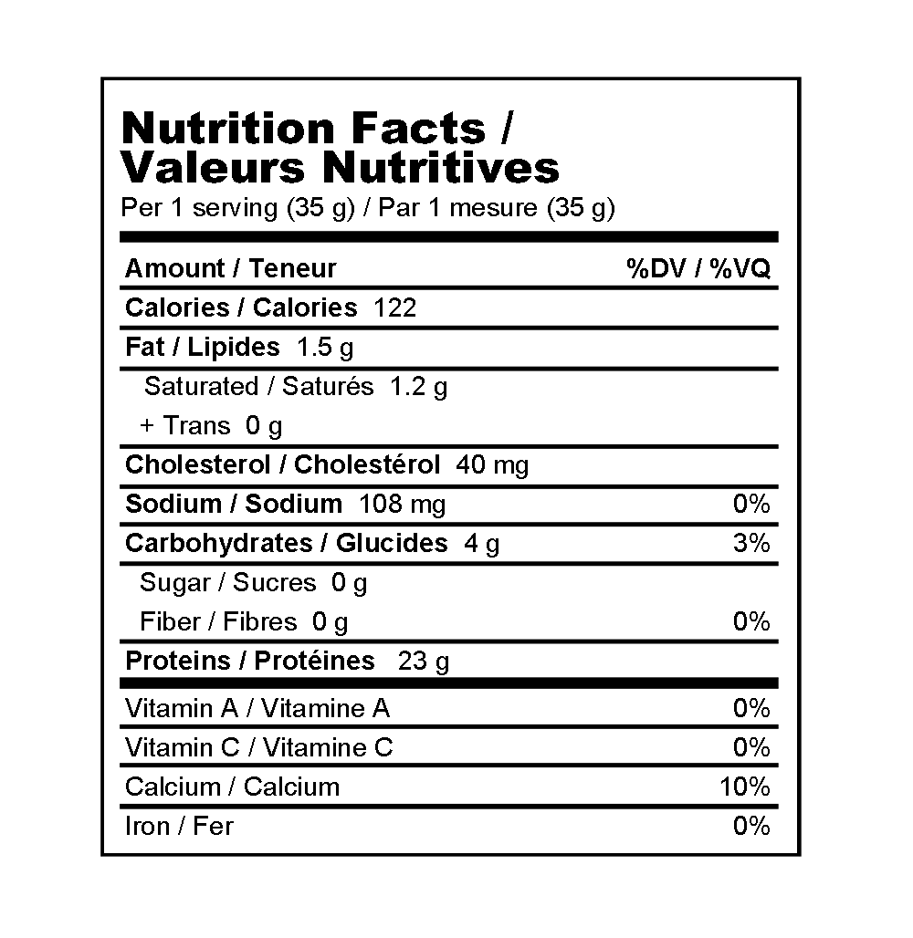 Tableau de la valeur nutritive – XPN Whey-X
